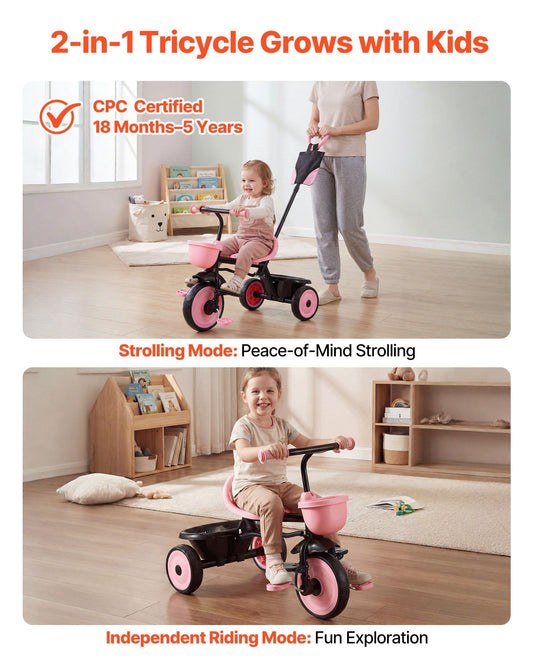 Toddler Tricycle & Stroller for 18 Months to 5 Year Old, Kids Trike with Parent Push Handle, Adjustable Seat V952-DSTGBDDPHLLBNEG56001V0