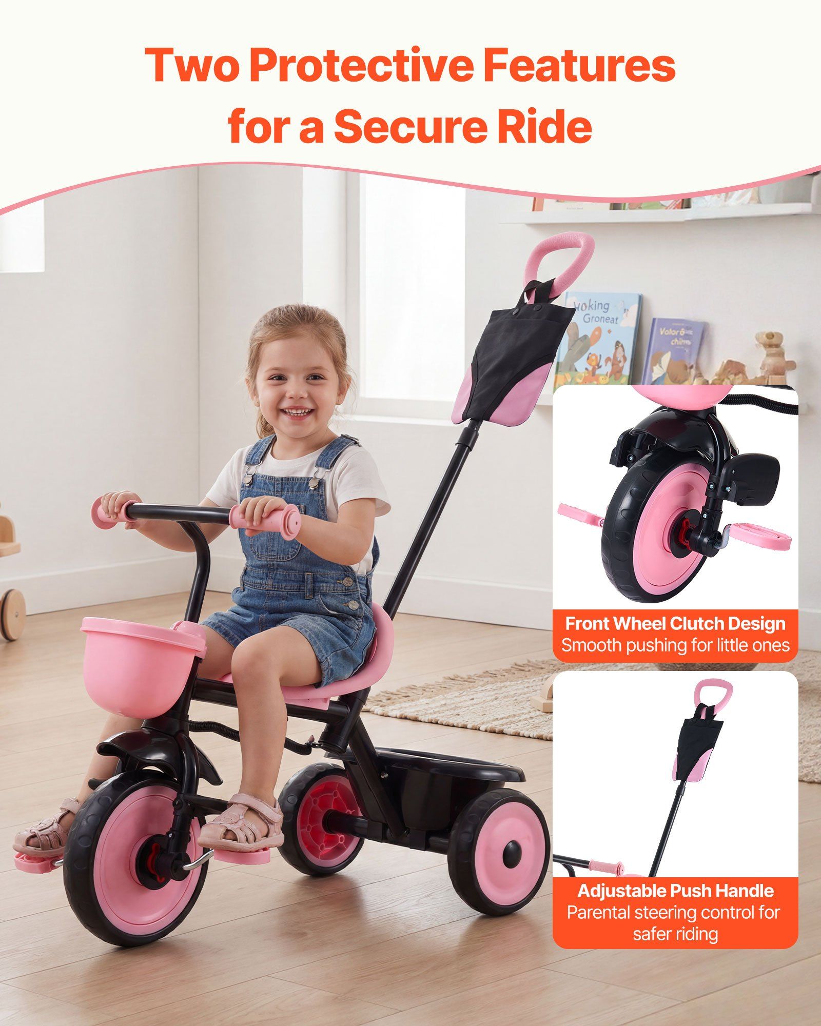 Toddler Tricycle & Stroller for 18 Months to 5 Year Old, Kids Trike with Parent Push Handle, Adjustable Seat V952-DSTGBDDPHLLBNEG56001V0