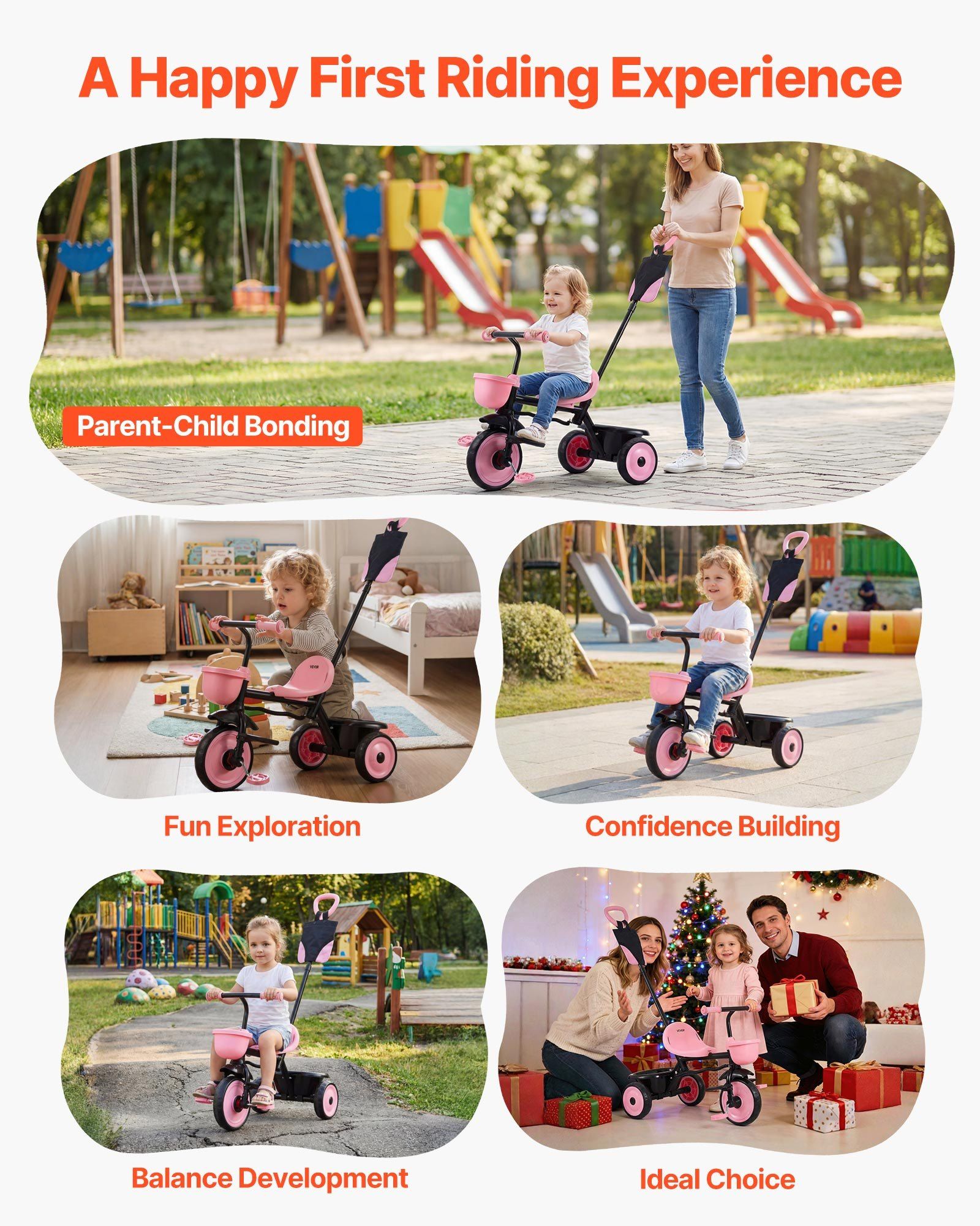Toddler Tricycle & Stroller for 18 Months to 5 Year Old, Kids Trike with Parent Push Handle, Adjustable Seat V952-DSTGBDDPHLLBNEG56001V0