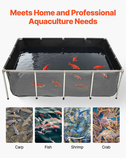 Canvas Fish Pond, 1781.3L Above Ground Fish Pond, PVC Koi Tank with Clear Viewing Panel, Rectangular Goldfish V952-DSYCHSDTMC21LEAON002V0