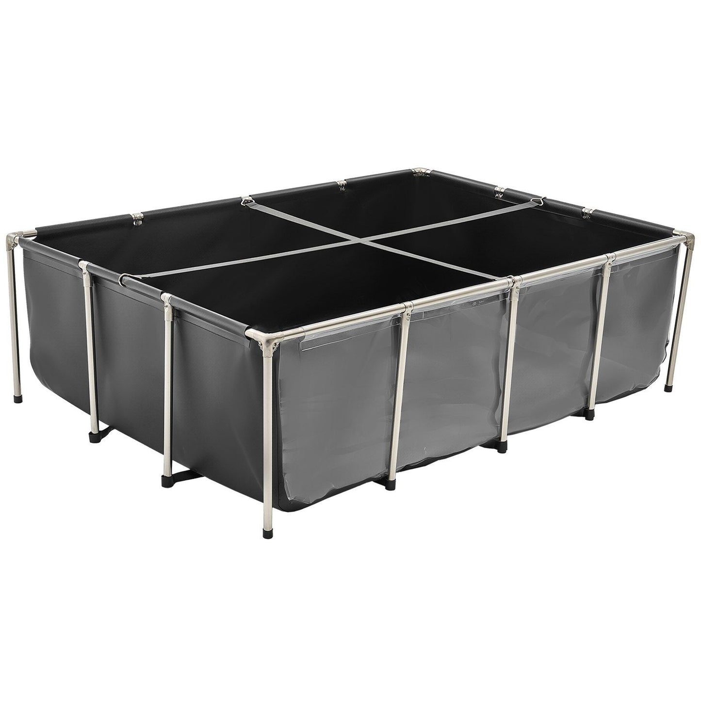 Canvas Fish Pond, 1781.3L Above Ground Fish Pond, PVC Koi Tank with Clear Viewing Panel, Rectangular Goldfish V952-DSYCHSDTMC21LEAON002V0