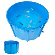 Canvas Fish Pond, 1700 L Capacity Above Ground Fish Pond, Foldable PVC Koi Tank, Round Goldfish Tank with V952-DSYCLS15MZJ1IJQEO001V0