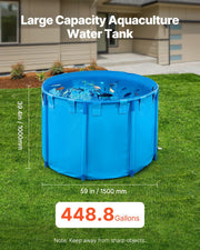 Canvas Fish Pond, 1700 L Capacity Above Ground Fish Pond, Foldable PVC Koi Tank, Round Goldfish Tank with V952-DSYCLS15MZJ1IJQEO001V0