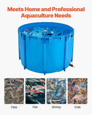 Canvas Fish Pond, 1700 L Capacity Above Ground Fish Pond, Foldable PVC Koi Tank, Round Goldfish Tank with V952-DSYCLS15MZJ1IJQEO001V0