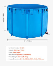 Canvas Fish Pond, 1700 L Capacity Above Ground Fish Pond, Foldable PVC Koi Tank, Round Goldfish Tank with V952-DSYCLS15MZJ1IJQEO001V0
