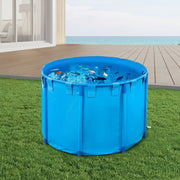 Canvas Fish Pond, 1700 L Capacity Above Ground Fish Pond, Foldable PVC Koi Tank, Round Goldfish Tank with V952-DSYCLS15MZJ1IJQEO001V0