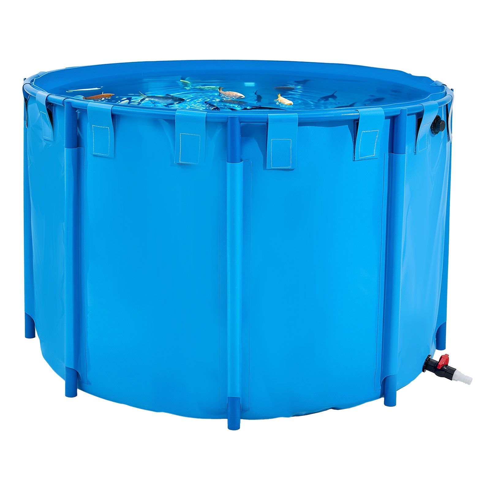 Canvas Fish Pond, 1700 L Capacity Above Ground Fish Pond, Foldable PVC Koi Tank, Round Goldfish Tank with V952-DSYCLS15MZJ1IJQEO001V0