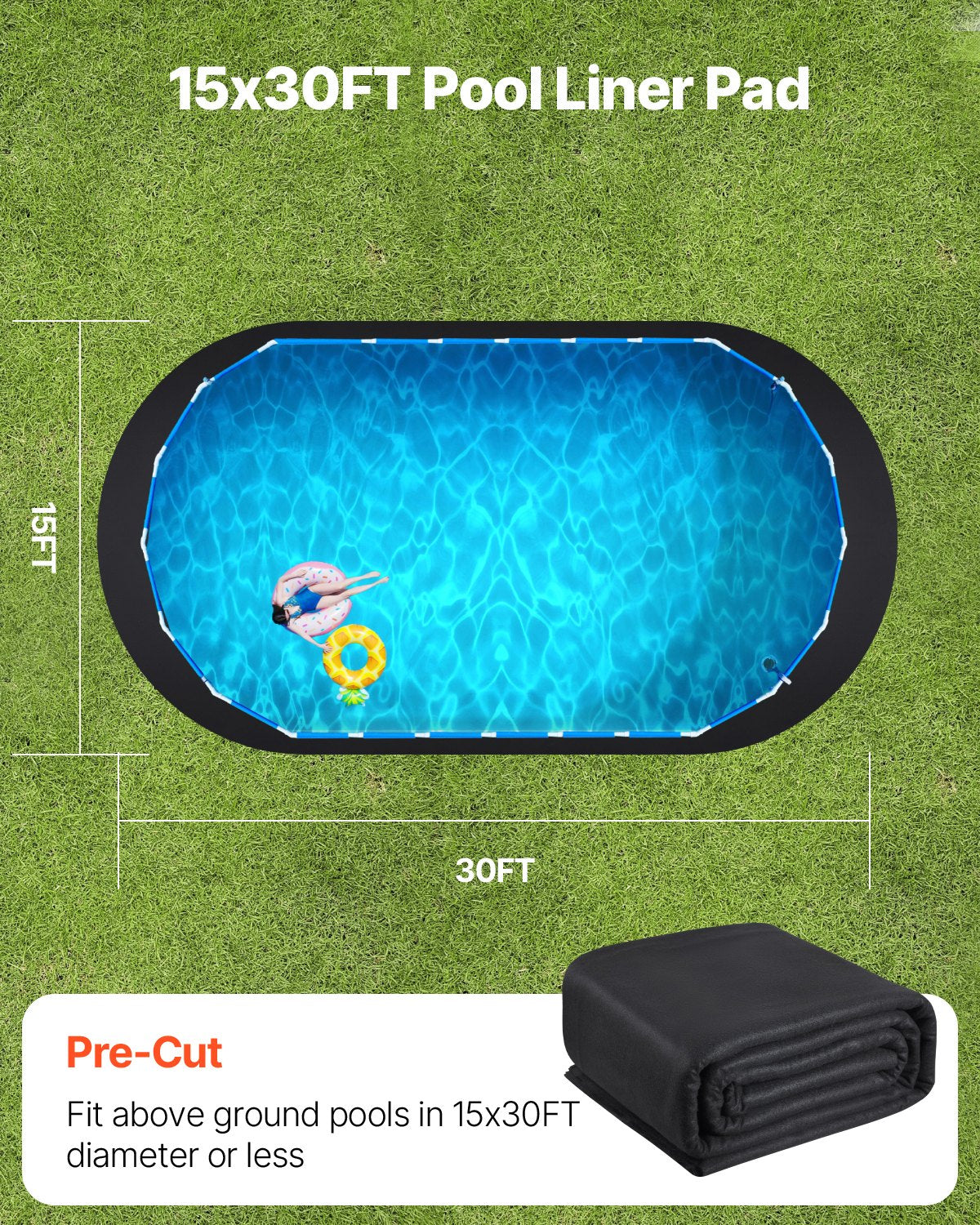 Oval Pool Liner Pad, 15 x 30 ft Pool Liner Pad for Above Ground Swimming Pools, Extra-Thick Pool Mat, V952-DSYYCDDOVAL175AMR001V0