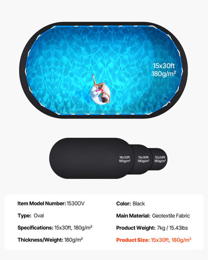 Oval Pool Liner Pad, 15 x 30 ft Pool Liner Pad for Above Ground Swimming Pools, Extra-Thick Pool Mat, V952-DSYYCDDOVAL175AMR001V0