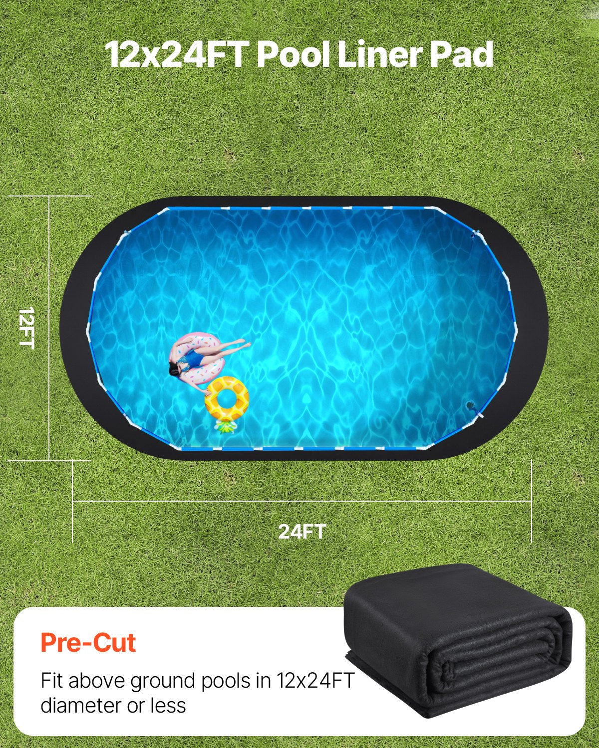 Oval Pool Liner Pad, 12 x 24 ft Pool Liner Pad for Above Ground Swimming Pools, Extra-Thick Pool Mat, V952-DSYYCDDOVAL1FNG34001V0