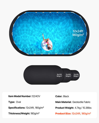 Oval Pool Liner Pad, 12 x 24 ft Pool Liner Pad for Above Ground Swimming Pools, Extra-Thick Pool Mat, V952-DSYYCDDOVAL1FNG34001V0