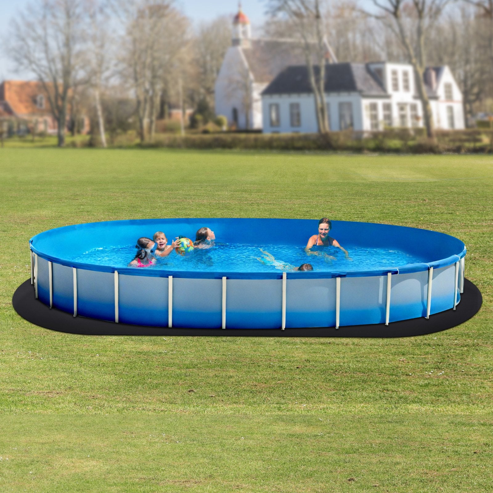 Oval Pool Liner Pad, 12 x 24 ft Pool Liner Pad for Above Ground Swimming Pools, Extra-Thick Pool Mat, V952-DSYYCDDOVAL1FNG34001V0