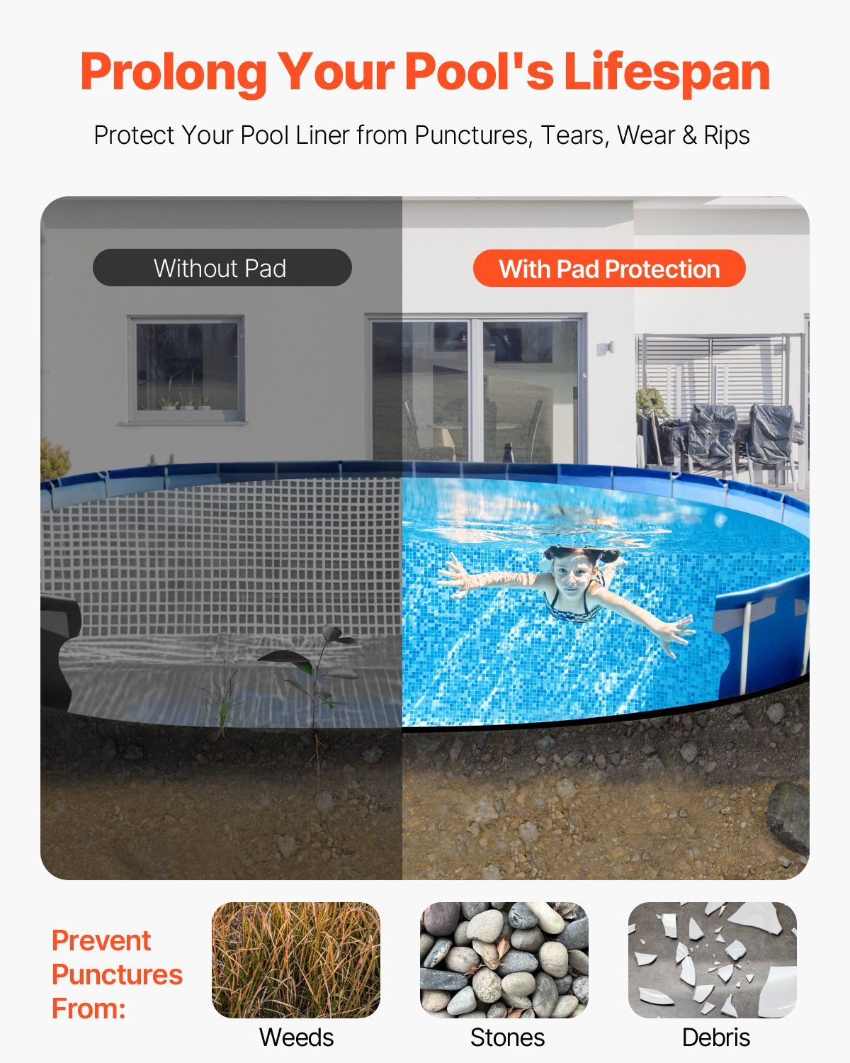 Oval Pool Liner Pad, 18 x 33 ft Pool Liner Pad for Above Ground Swimming Pools, Extra-Thick Pool Mat, V952-DSYYCDDOVAL1YFH9K001V0