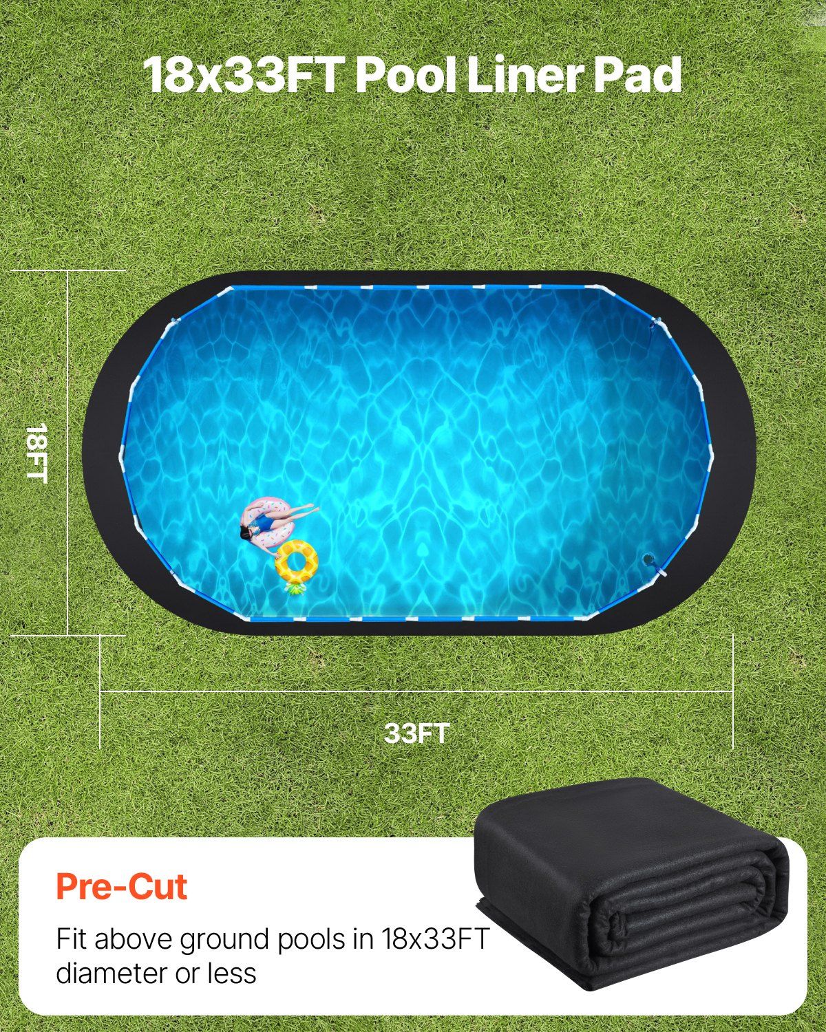 Oval Pool Liner Pad, 18 x 33 ft Pool Liner Pad for Above Ground Swimming Pools, Extra-Thick Pool Mat, V952-DSYYCDDOVAL1YFH9K001V0