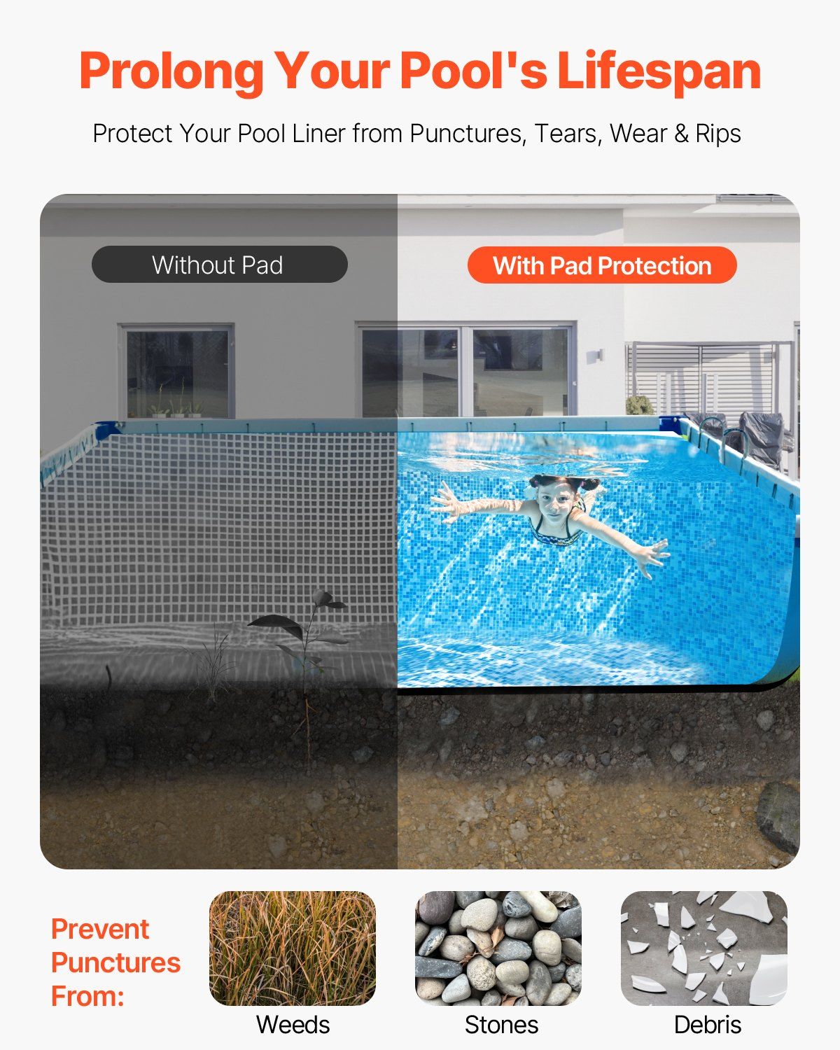 Rectangle Pool Liner Pad, 16 x 32 ft Pool Liner Pad for Above Ground Swimming Pools, Extra-Thick Pool Mat, V952-DSYYCDDRECTAWHGHE001V0