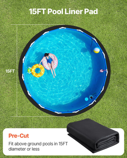 15ft Round Pool Liner Pad, Pool Liner Pad for Above Ground Swimming Pools, Extra-Thick Pool Mat, Prevents V952-DSYYCDDROUNDEZARE001V0