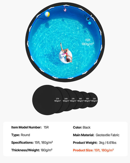 15ft Round Pool Liner Pad, Pool Liner Pad for Above Ground Swimming Pools, Extra-Thick Pool Mat, Prevents V952-DSYYCDDROUNDEZARE001V0