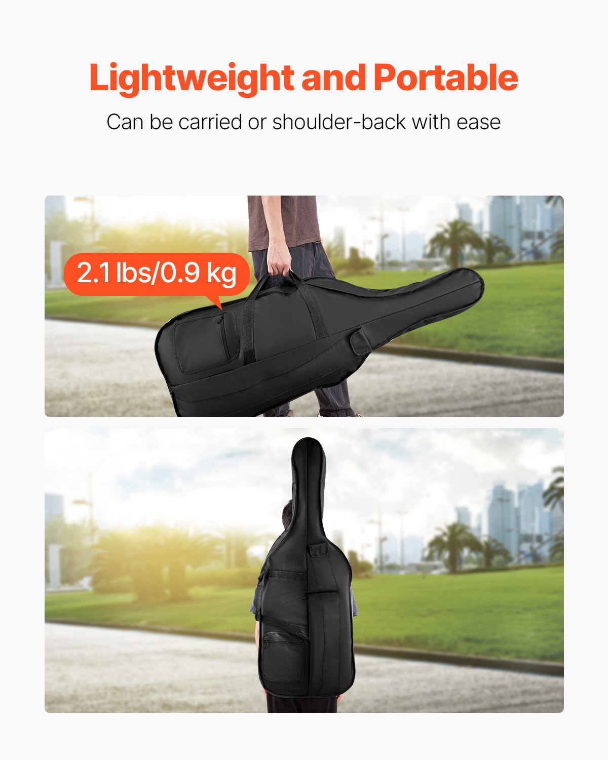 4/4 Full Size Cello Case, Nylon Waterproof, Lightweight Portable Travel Carrying Bag, with Reinforced Handle, V952-DTQHTQXNLXH4SBV0V001V0