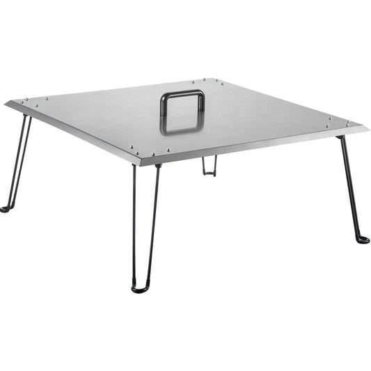 Fire Pit Heat Deflector Fire Pit Pan Cover Stainless Steel Foldable Legs V952-DTRSHPG24241363ZNV0