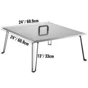 Fire Pit Heat Deflector Fire Pit Pan Cover Stainless Steel Foldable Legs V952-DTRSHPG24241363ZNV0