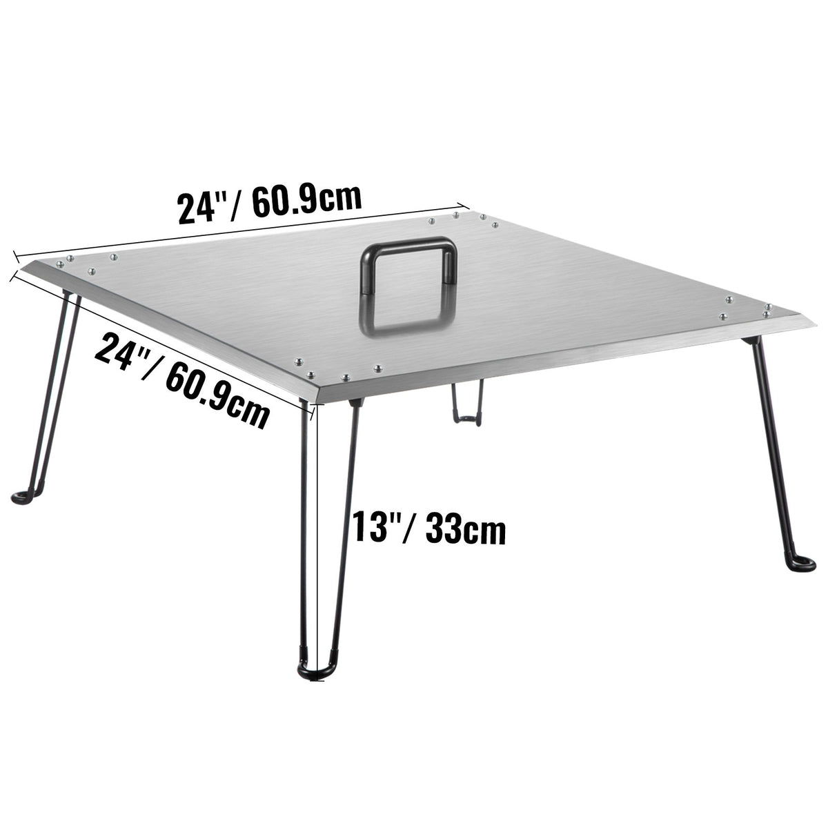 Fire Pit Heat Deflector Fire Pit Pan Cover Stainless Steel Foldable Legs V952-DTRSHPG24241363ZNV0