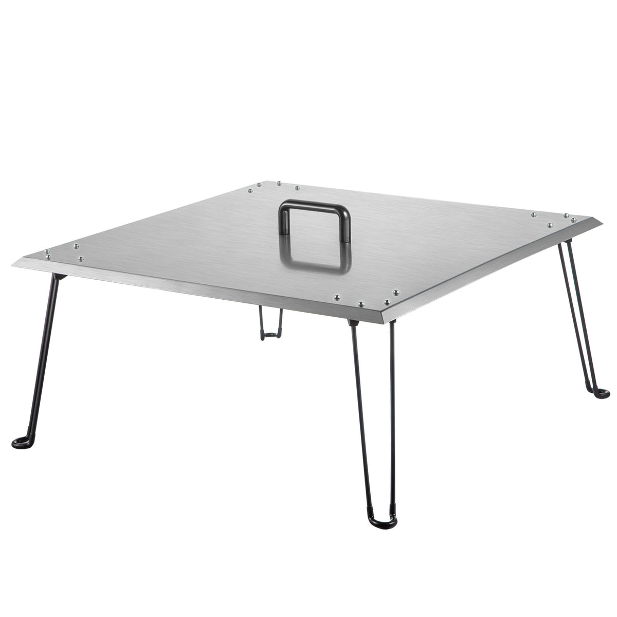 Fire Pit Heat Deflector Fire Pit Pan Cover Stainless Steel Foldable Legs V952-DTRSHPG24241363ZNV0