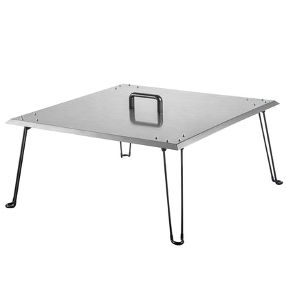 Fire Pit Heat Deflector Fire Pit Pan Cover Stainless Steel Foldable Legs V952-DTRSHPG24241363ZNV0