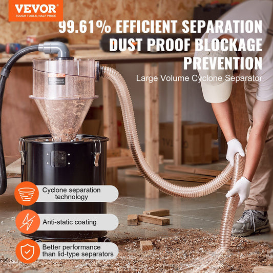 Cyclone Dust Separator with Metal Tank, 4" Retrofit Cyclone Separator for Dust Collectors, ABS Dust Deputy V952-DTXFCCQTJZXBLCKLWV0