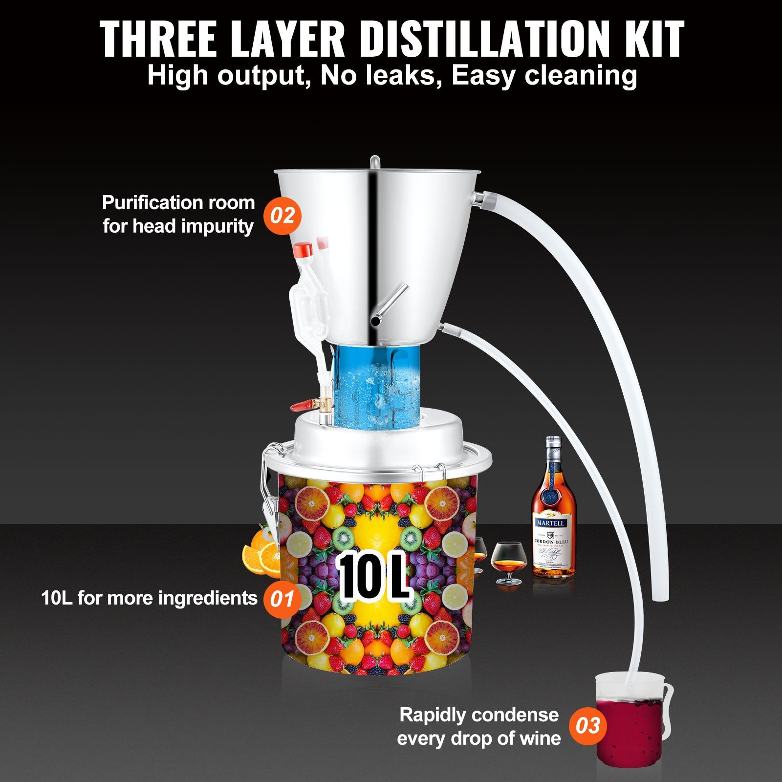 10L Alcohol Distiller Machine Brewing Equipment DIY Whiskey Home Still V952-DTZLQB10L220VC697V3