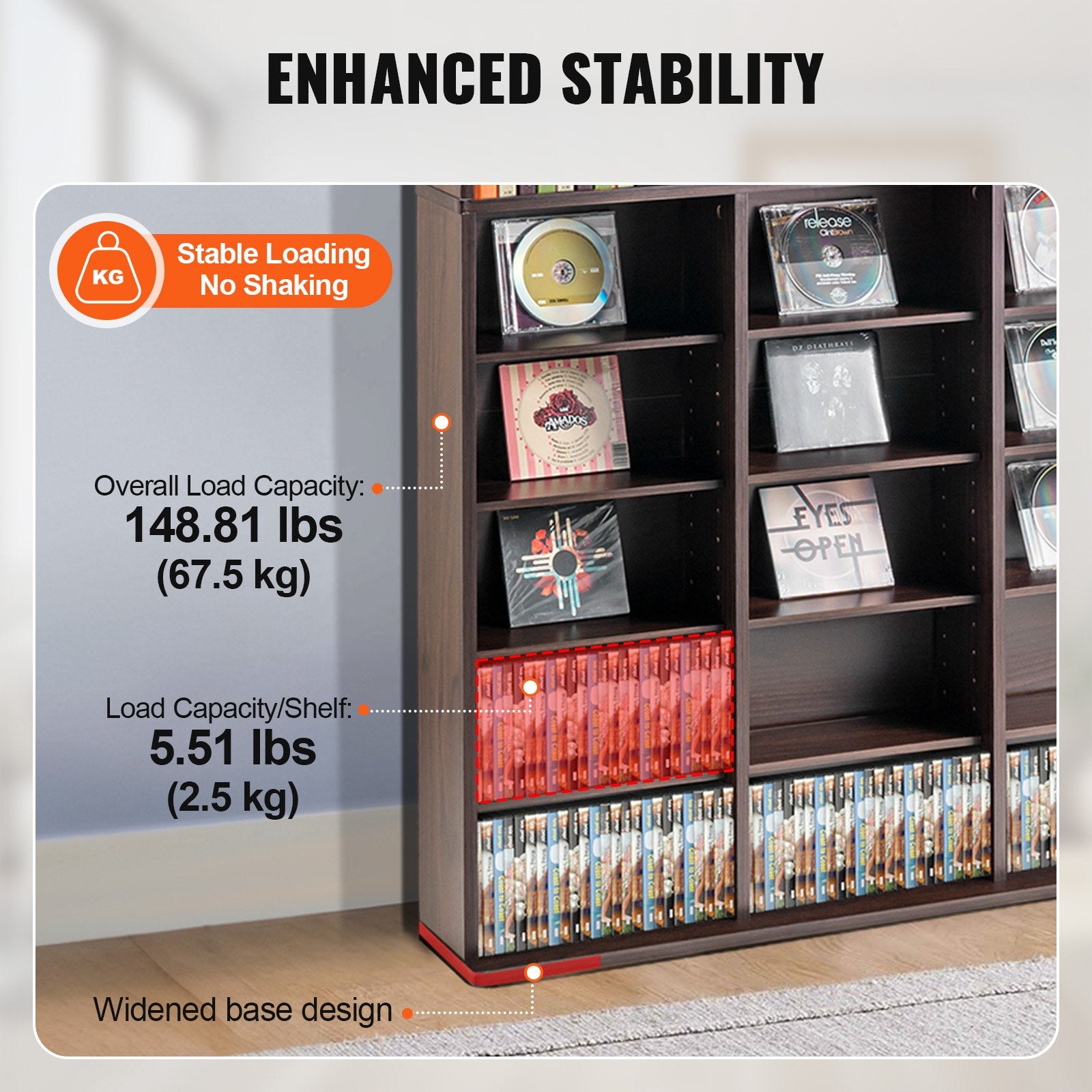 Media Storage Cabinet, 9-layer DVD Shelf Holds up to 756 CDs, Adjustable CD Shelves 27 Compartments, Protects V952-DVDCDCCJKFS2574OVV0