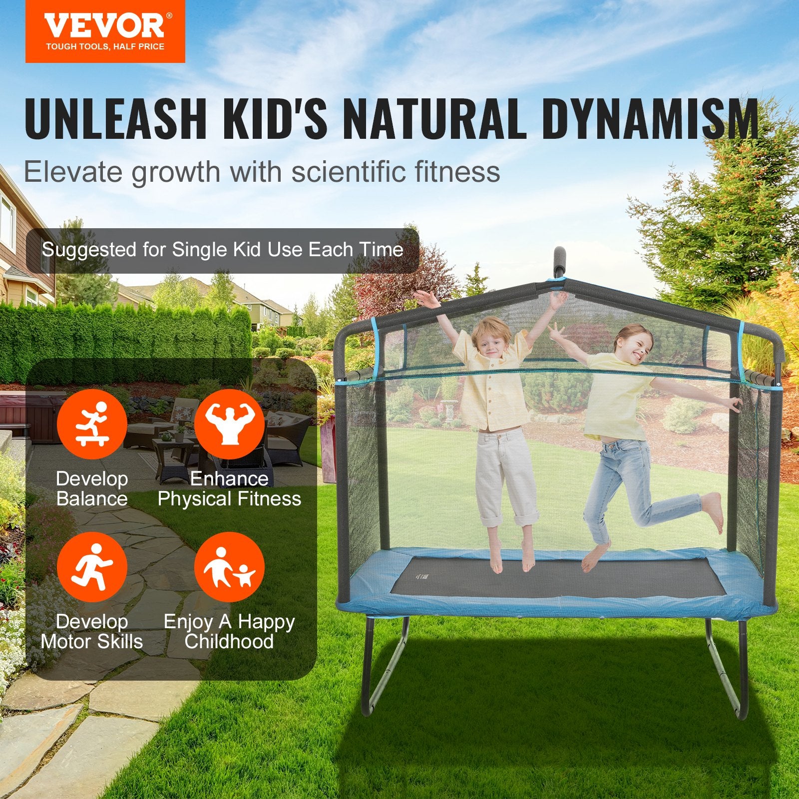 6FT Trampoline for Kids, 72" Indoor/Outdoor Toddlers Trampoline, Mini Baby Trampoline with Safety Enclosure V952-DWJXBC6YCDWJRH2SYV0