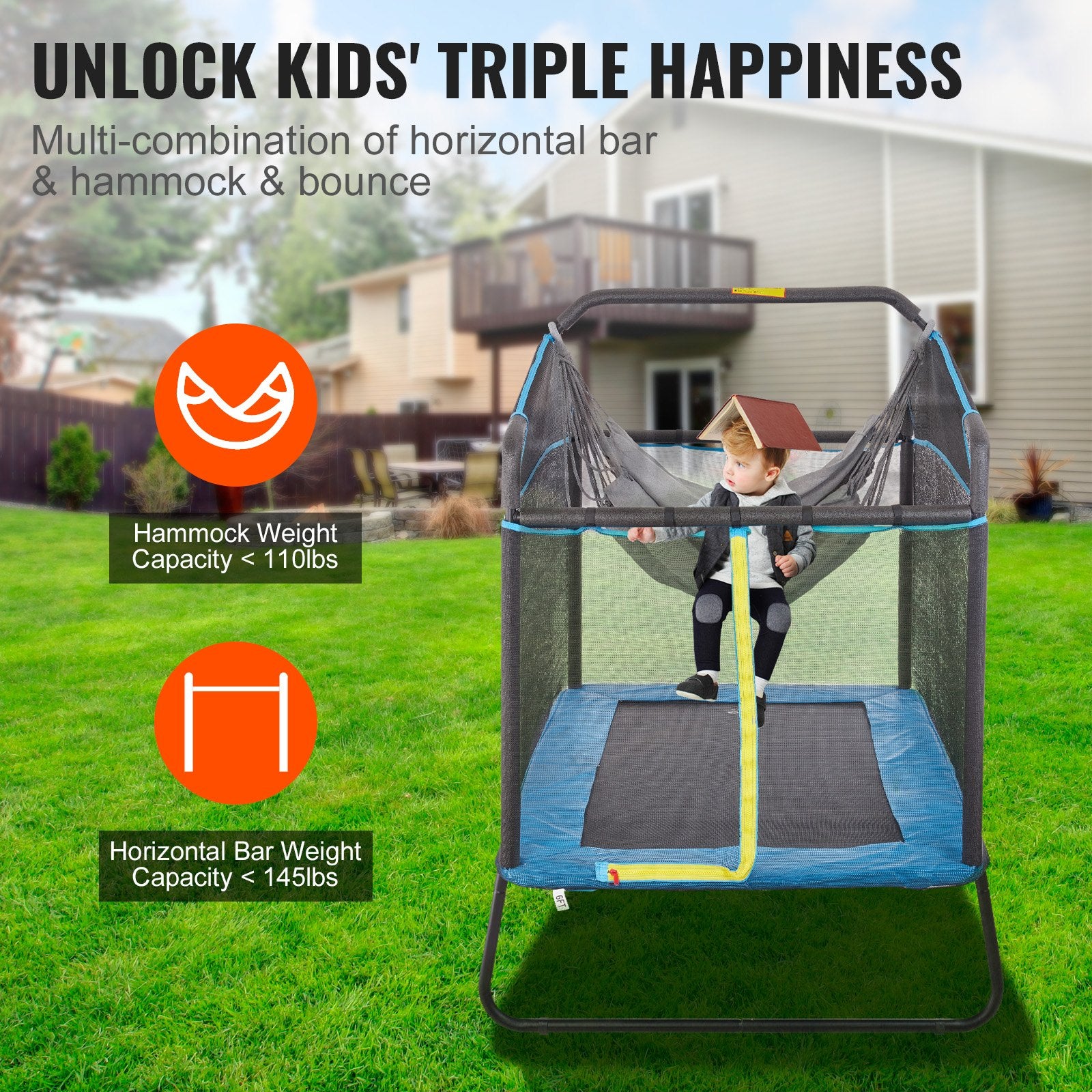 6FT Trampoline for Kids, 72" Indoor/Outdoor Toddlers Trampoline, Mini Baby Trampoline with Safety Enclosure V952-DWJXBC6YCDWJRH2SYV0