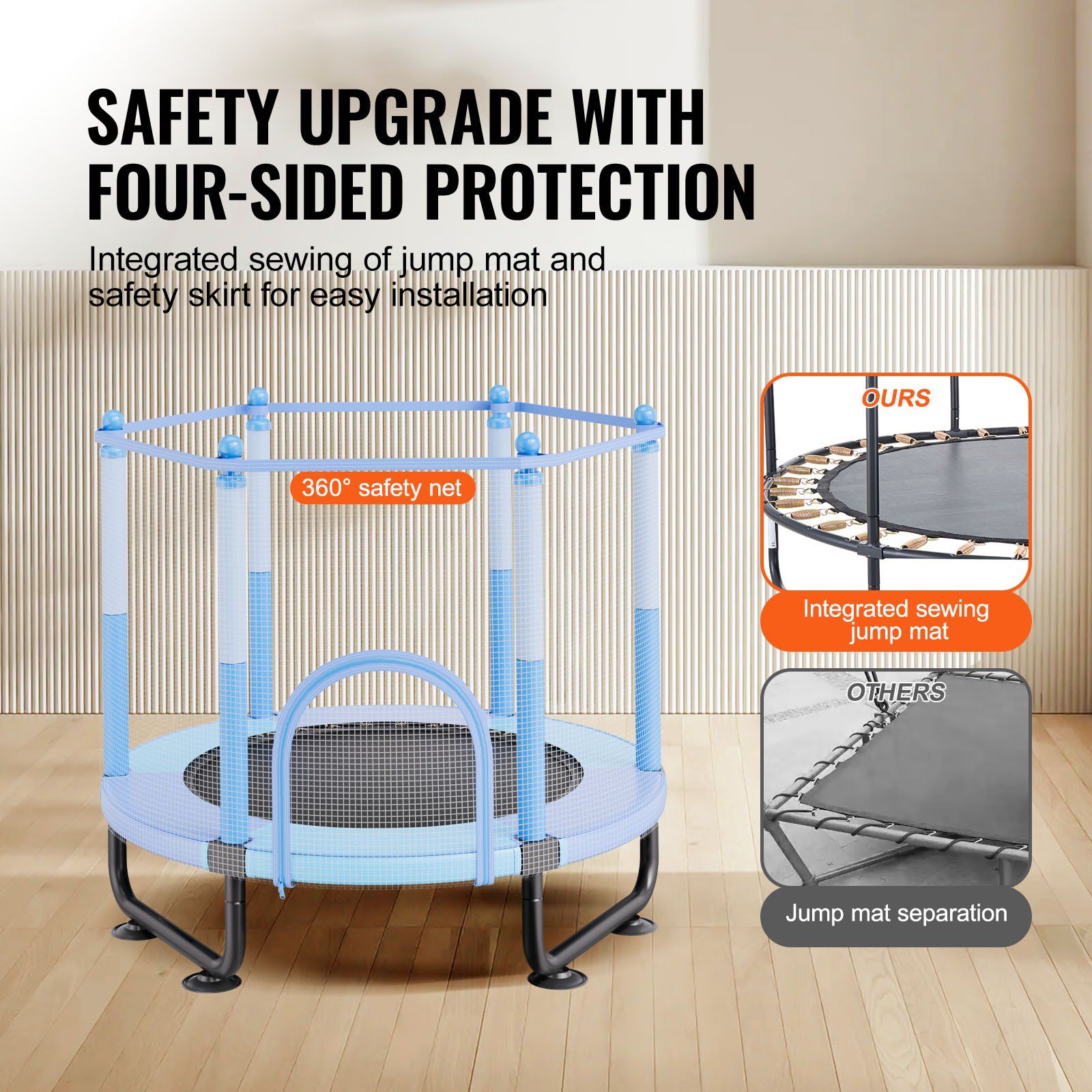 60" Kids Trampoline, 5FT Indoor Outdoor Trampoline, Mini Toddler Recreational Trampolinewith Safety Enclosure V952-DWYXBC60YCDW6KFK8V0