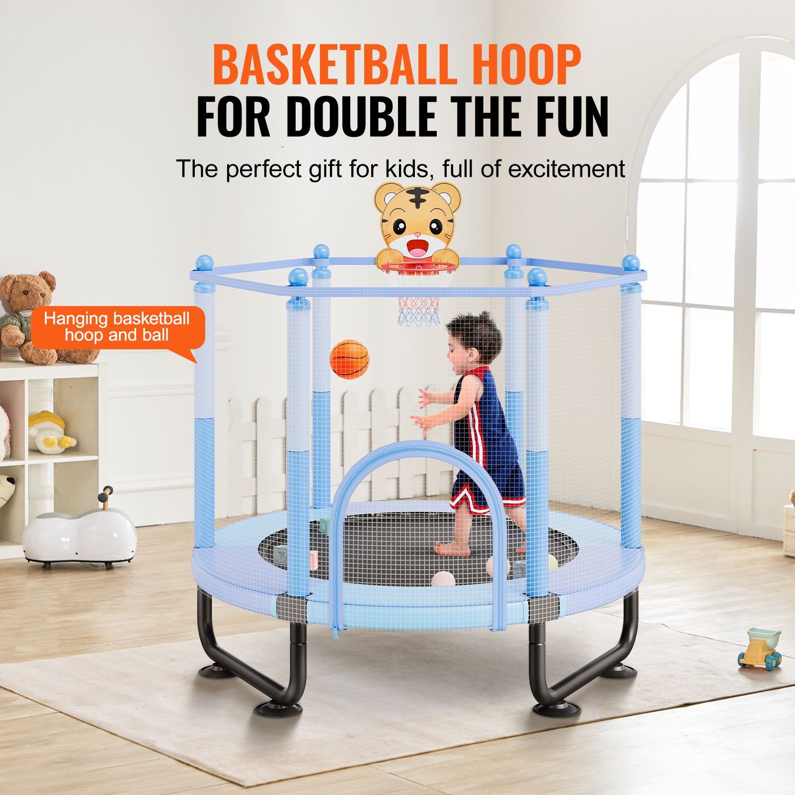 60" Kids Trampoline, 5FT Indoor Outdoor Trampoline, Mini Toddler Recreational Trampolinewith Safety Enclosure V952-DWYXBC60YCDW6KFK8V0
