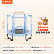 60" Kids Trampoline, 5FT Indoor Outdoor Trampoline, Mini Toddler Recreational Trampolinewith Safety Enclosure V952-DWYXBC60YCDW6KFK8V0