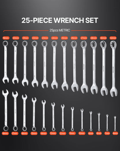 Combination Wrench Set 25-Piece Metric 6 mm to 32 mm with Roll-up Pouch V952-DXBSTZGDK25P2B3VYV0