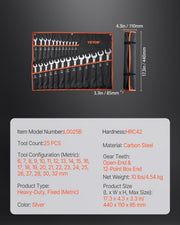 Combination Wrench Set 25-Piece Metric 6 mm to 32 mm with Roll-up Pouch V952-DXBSTZGDK25P2B3VYV0