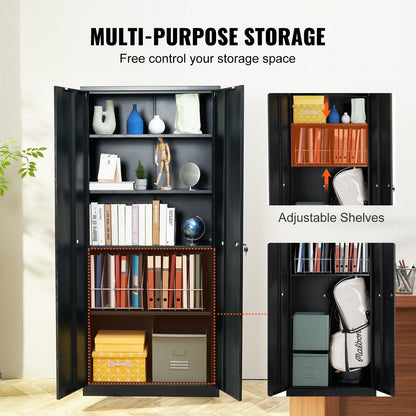 Metal Storage Cabinet with 2 Magnetic Doors and 4 Adjustable Shelves, 90 kg Capacity per Shelf, Locking Steel V952-DXCWJCQHY5180QYF4V0