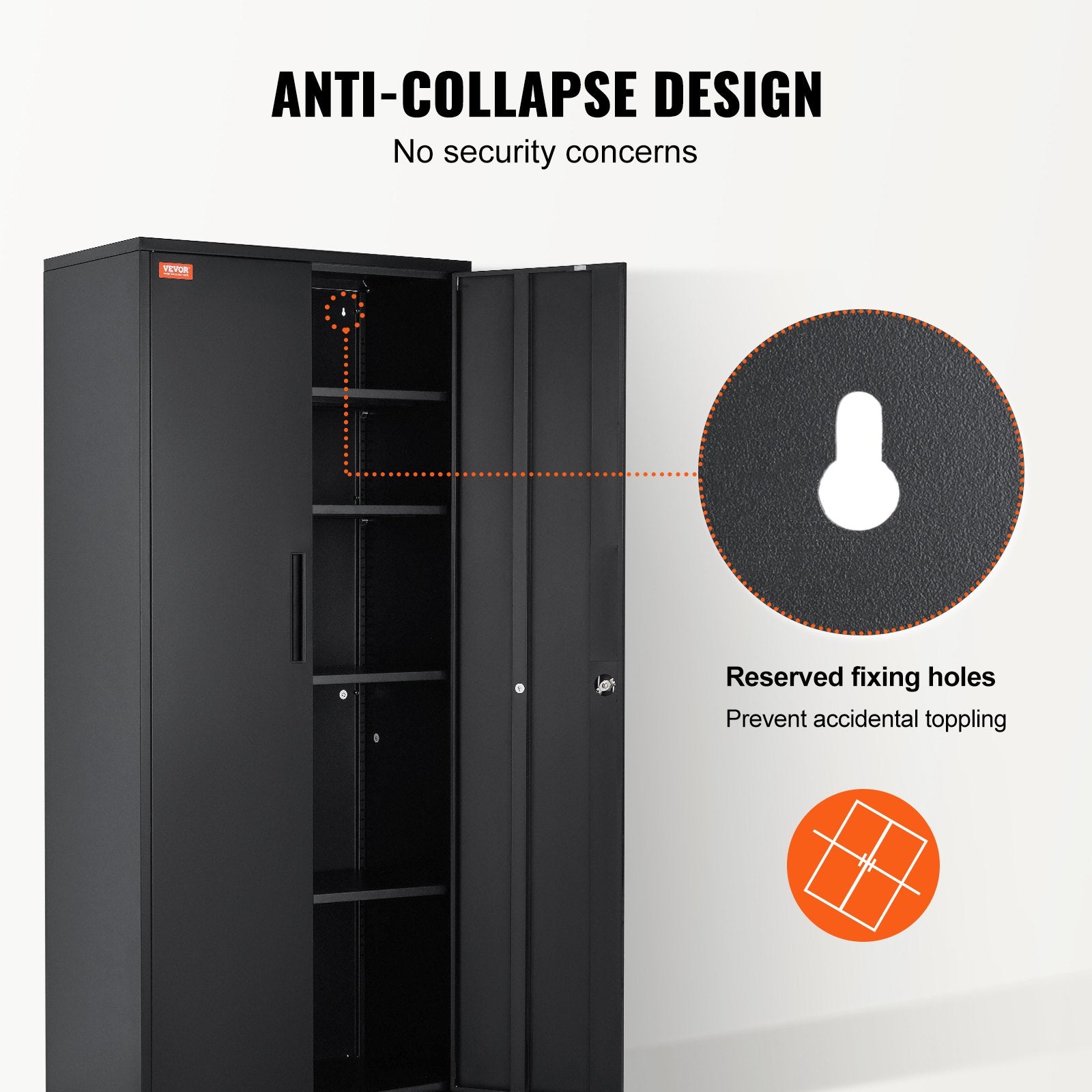 Metal Storage Cabinet with 2 Magnetic Doors and 4 Adjustable Shelves, 90 kg Capacity per Shelf, Locking Steel V952-DXCWJCQHY5180QYF4V0