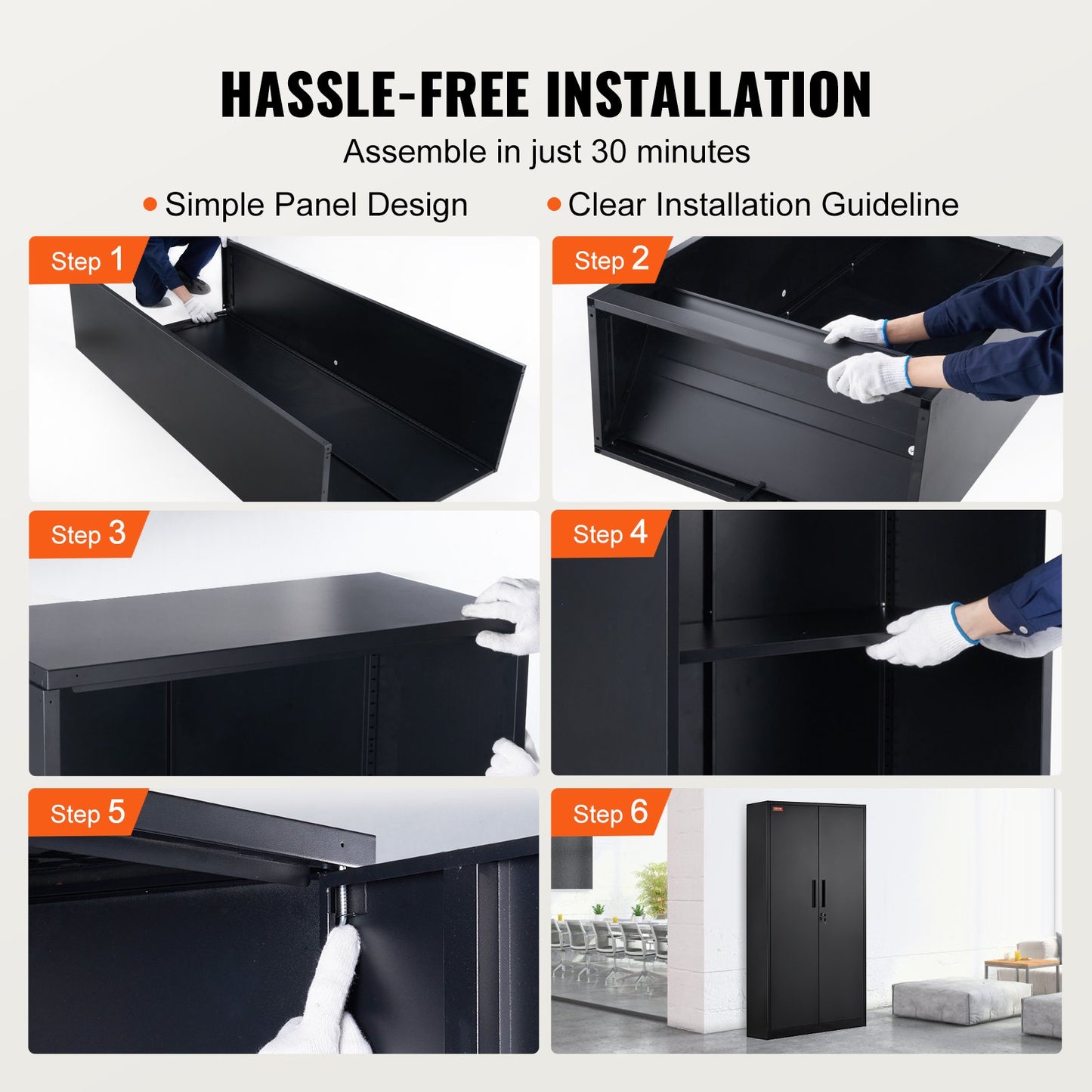 Metal Storage Cabinet with 2 Magnetic Doors and 4 Adjustable Shelves, 90 kg Capacity per Shelf, Locking Steel V952-DXCWJCQHY5180QYF4V0