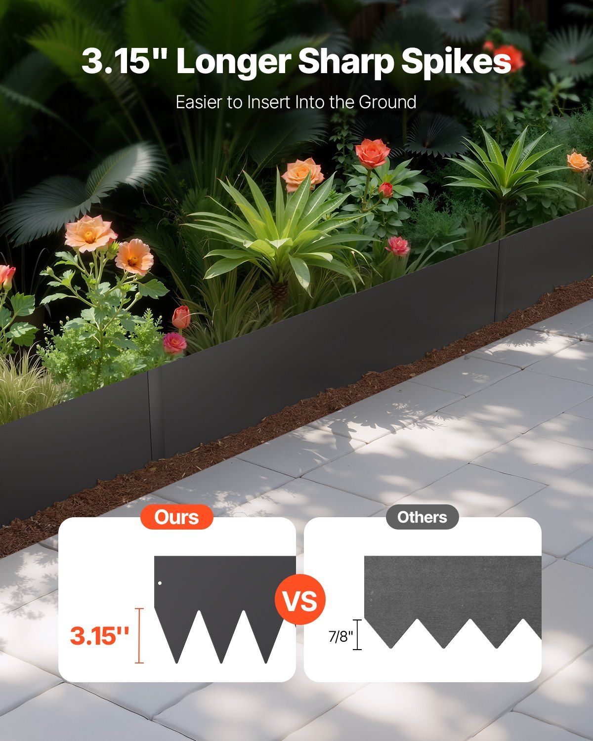 Steel Landscape Edging, 3 Packs 1016 x 203 mm Rust-Resistant Metal Landscape Edging, Bendable Garden Edging V952-DXGJSPZ3PCS4JUPE7V0
