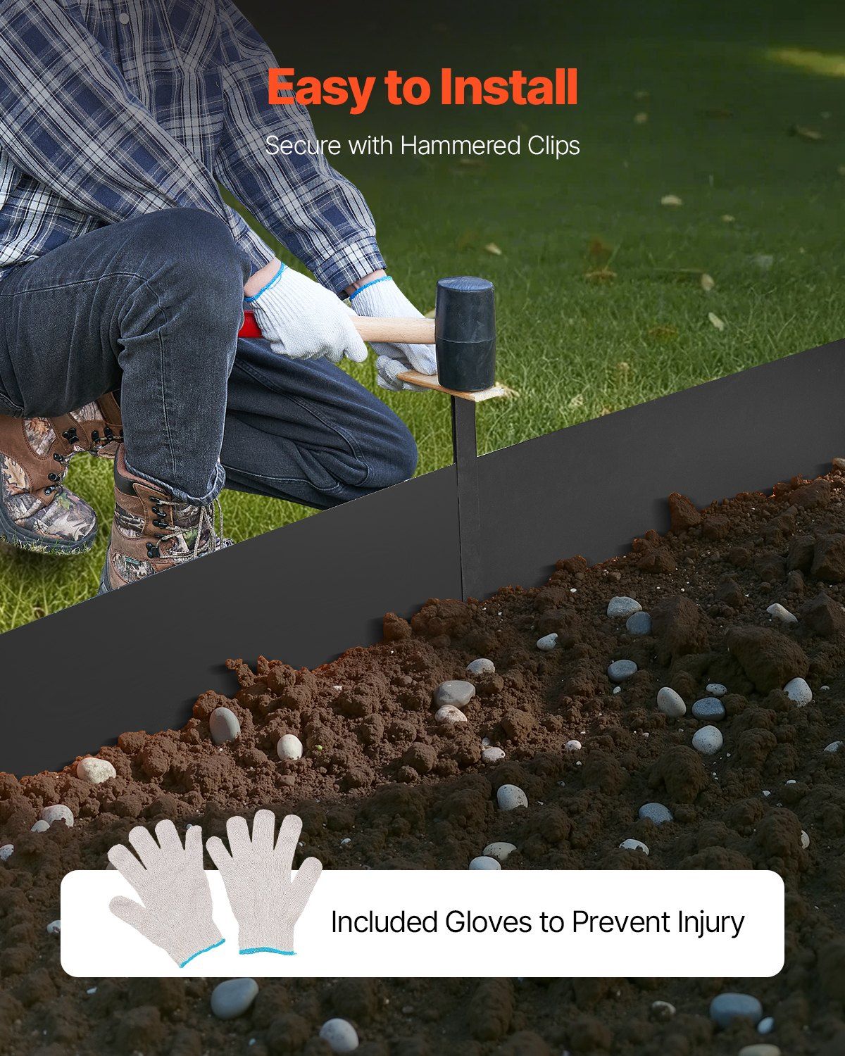 Steel Landscape Edging, 3 Packs 1016 x 203 mm Rust-Resistant Metal Landscape Edging, Bendable Garden Edging V952-DXGJSPZ3PCS4JUPE7V0