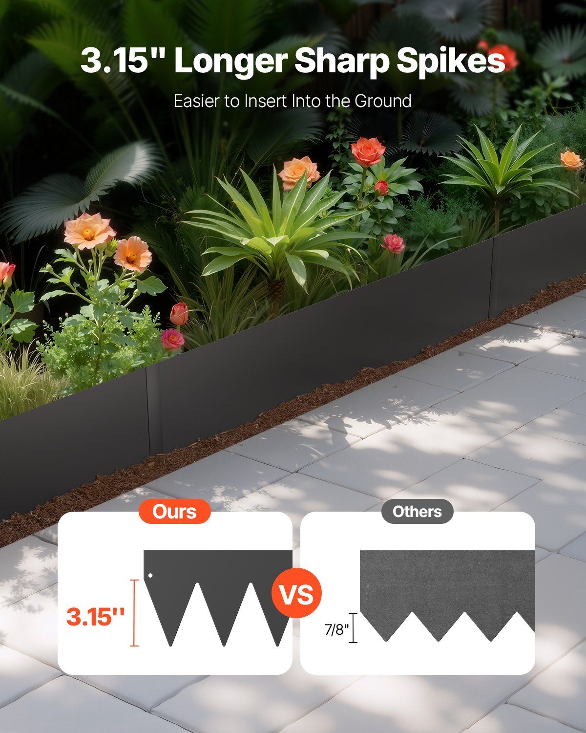 Steel Landscape Edging, 3 Packs 1016 x 152 mm Rust-Resistant Metal Landscape Edging, Bendable Garden Edging V952-DXGJSPZ3PCS4KIGQYV0