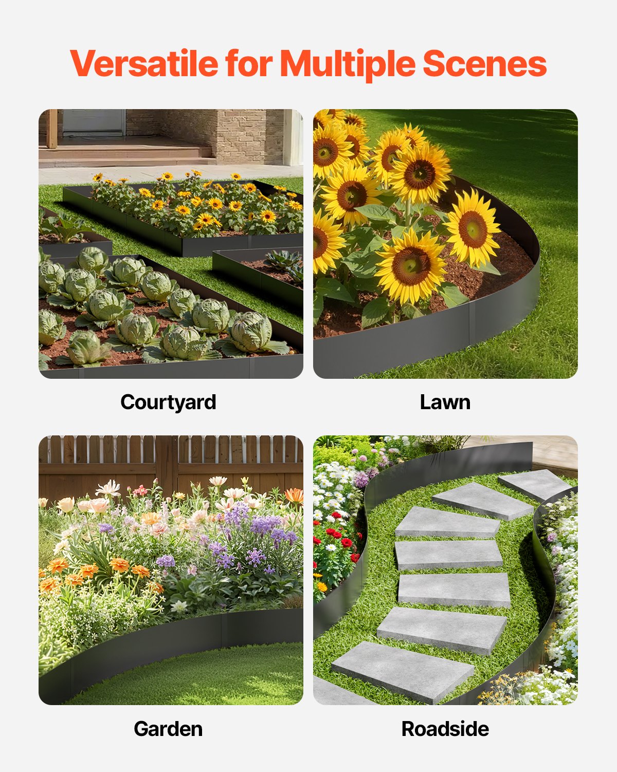 Steel Landscape Edging, 4 Packs 40 x 6 in Rust-Resistant Metal Landscape Edging, Bendable Garden Edging V952-DXGJSPZ4PCS4ABKUJV0