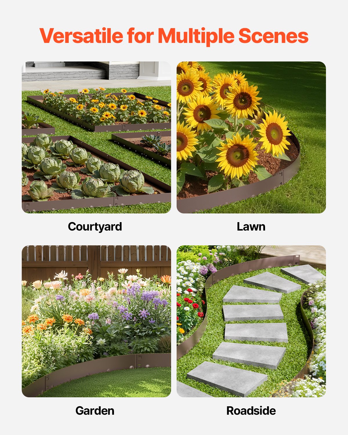 Steel Landscape Edging, 5 Packs 990 x 181 mm Rust-Resistant Metal Landscape Edging, Bendable Garden Edging V952-DXGJSPZ5PCS39ATCXV0