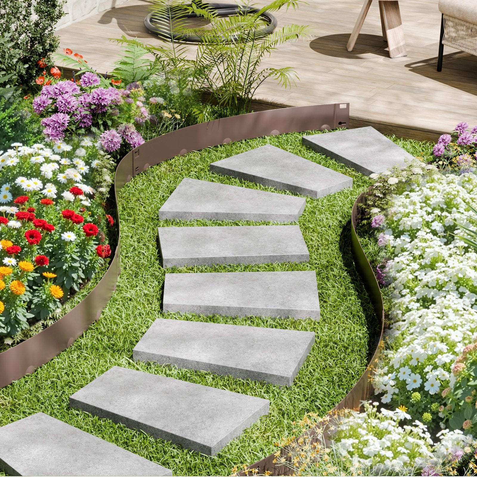 Steel Landscape Edging, 5 Packs 990 x 181 mm Rust-Resistant Metal Landscape Edging, Bendable Garden Edging V952-DXGJSPZ5PCS39ATCXV0