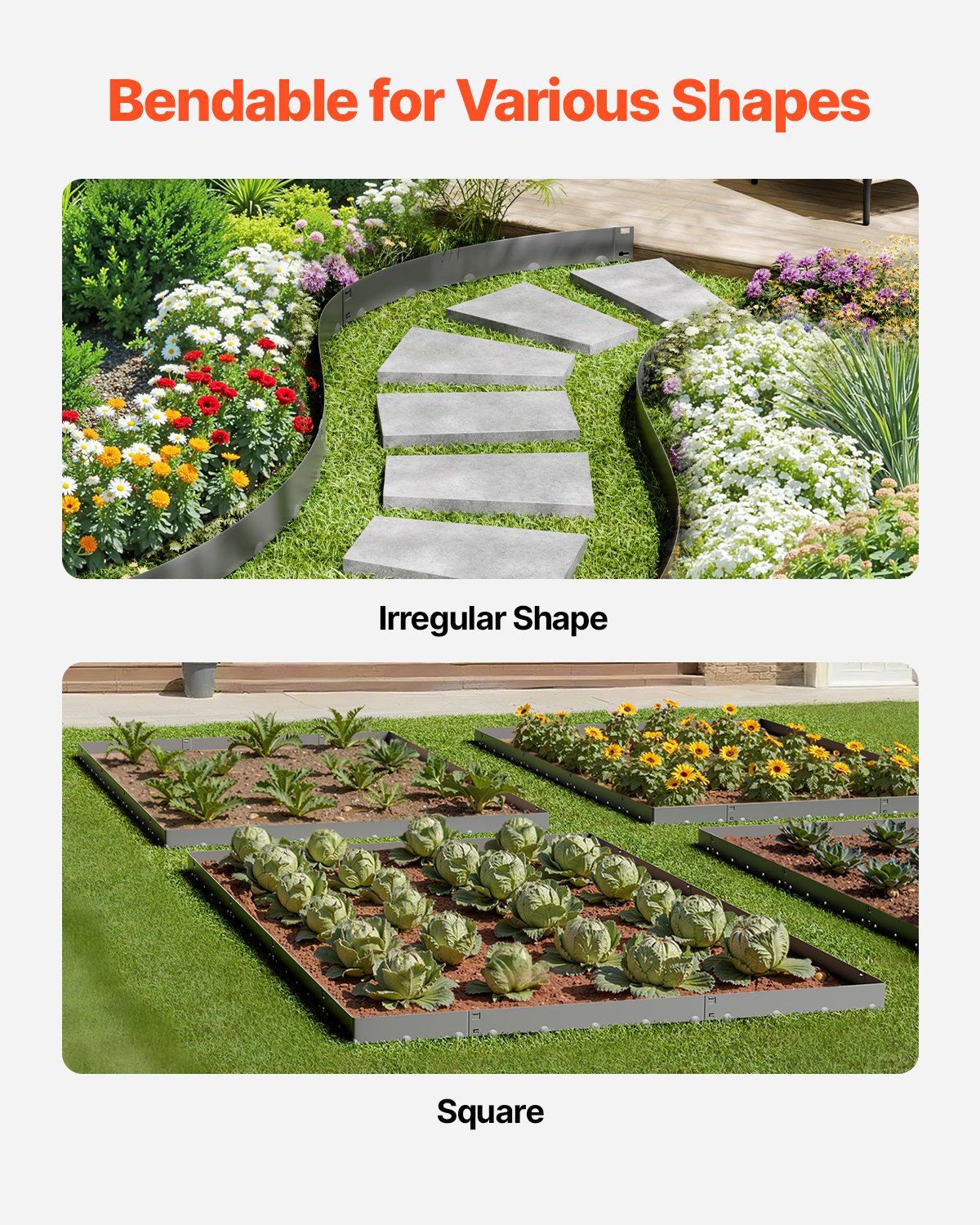 Steel Landscape Edging, 5 Packs 990 x 156 mm Rust-Resistant Metal Landscape Edging, Bendable Garden Edging V952-DXGJSPZ5PCS3COSP7V0