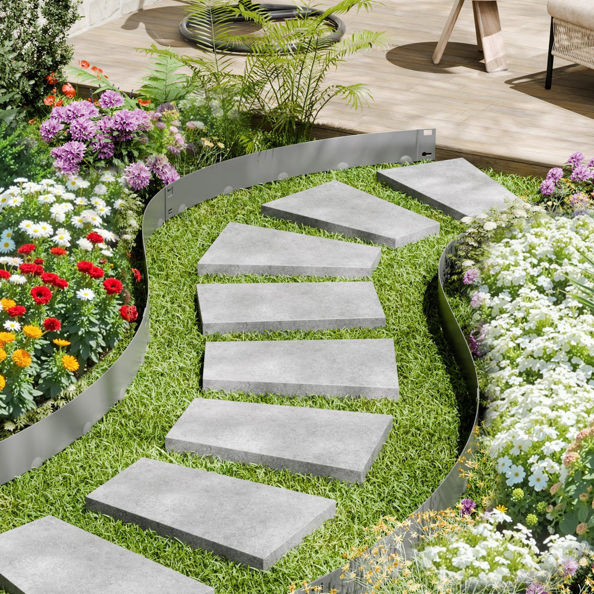 Steel Landscape Edging, 5 Packs 990 x 156 mm Rust-Resistant Metal Landscape Edging, Bendable Garden Edging V952-DXGJSPZ5PCS3COSP7V0