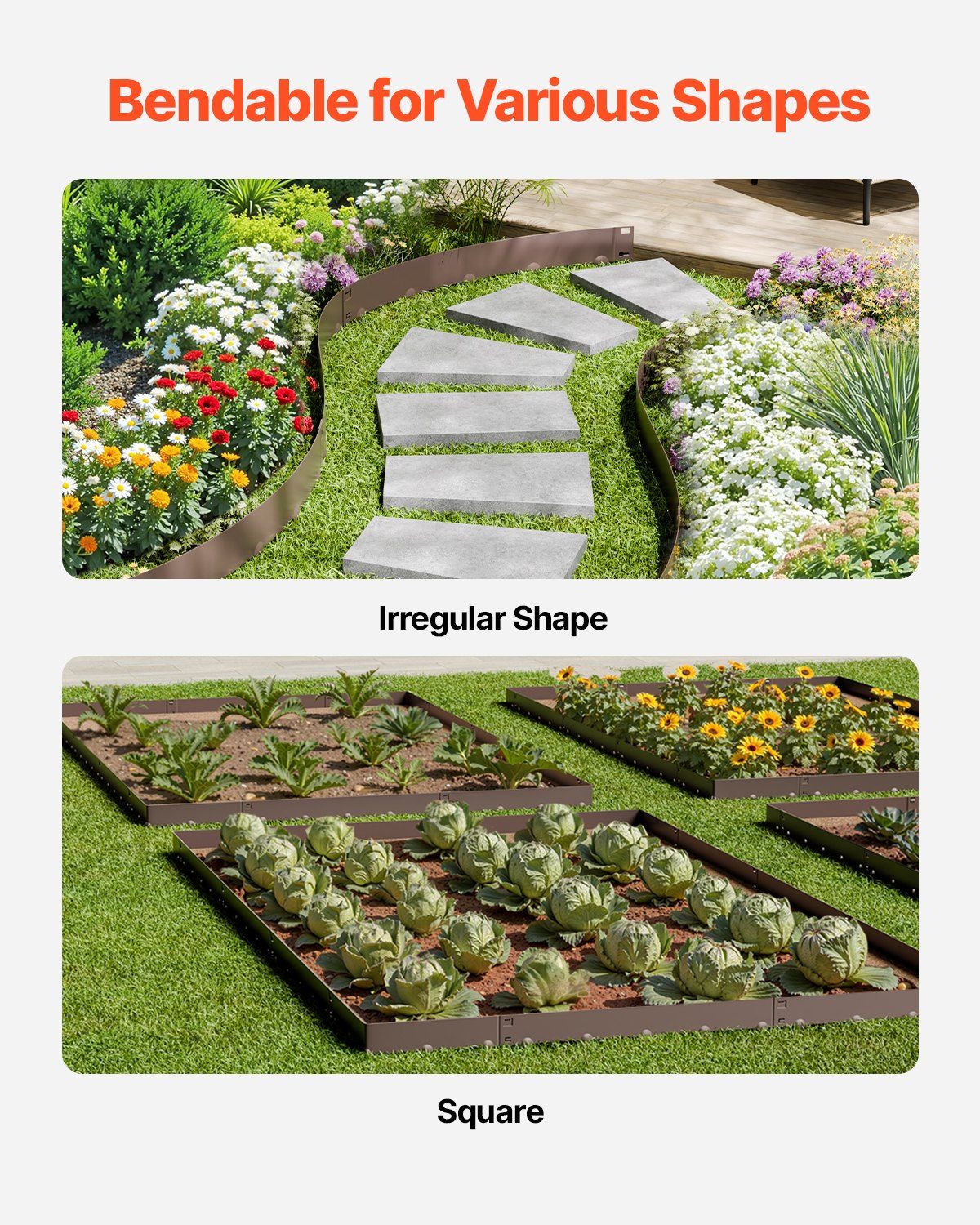 Steel Landscape Edging, 5 Packs 990 x 156 mm Rust-Resistant Metal Landscape Edging, Bendable Garden Edging V952-DXGJSPZ5PCS3ME5E9V0
