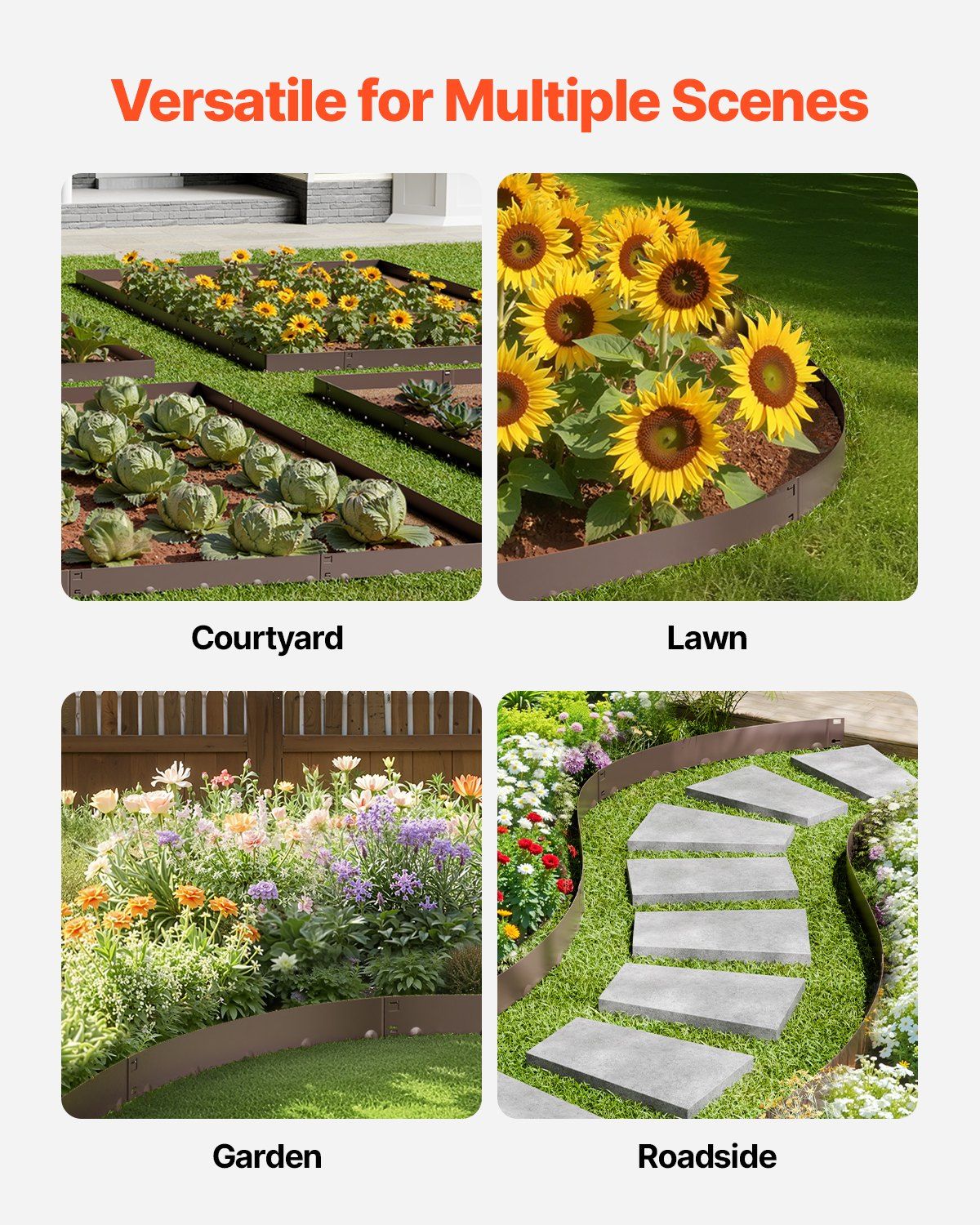 Steel Landscape Edging, 5 Packs 990 x 156 mm Rust-Resistant Metal Landscape Edging, Bendable Garden Edging V952-DXGJSPZ5PCS3ME5E9V0